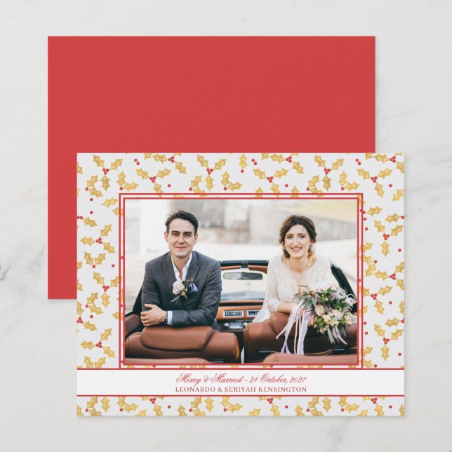 Papier Budget Gold Foil Holly Joyeux Noël Marié (Devant / Derrière)