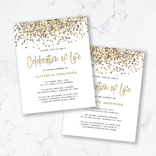 Papier BUDGET Gold Glitter Celebration of Life Invitation