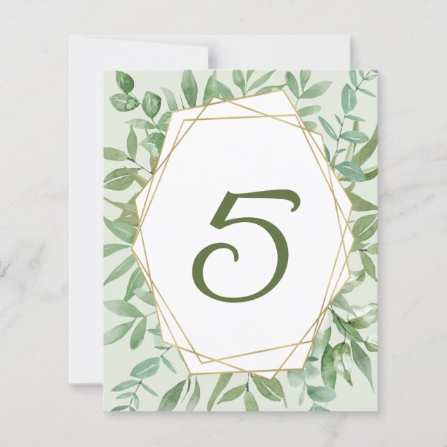 Papier Budget Gold&Greenery Mariage Numéro de table (Devant)