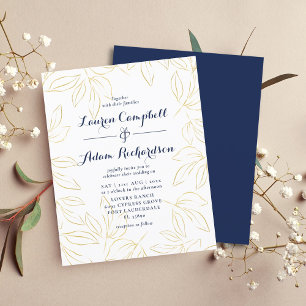Papier Budget Gold & Marine Foliing Faire-part de mariage