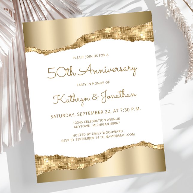 Papier Budget Gold Mirror Foil 50th Anniversary Invite (Créateur téléchargé)