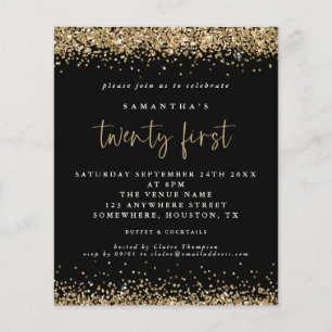 Papier Budget Gold Parties scintillant 21e Invitation Bla