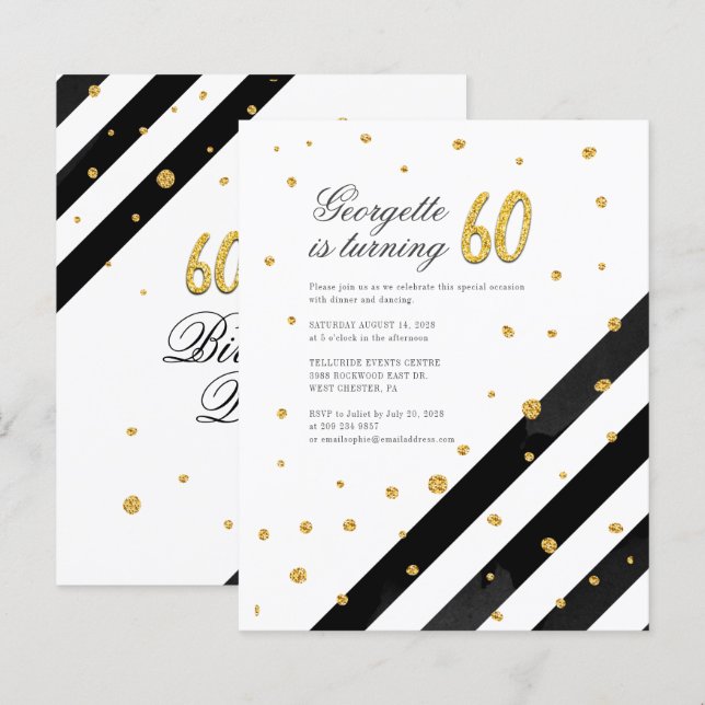 Papier Budget Gold Parties scintillant Black Stripes 60e  (Devant / Derrière)