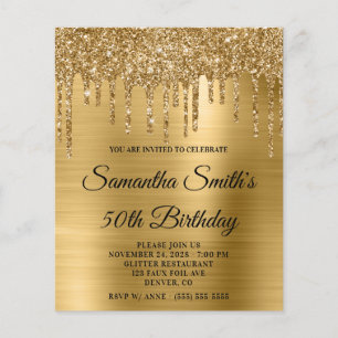 Papier Budget Gold Parties scintillant Drip 50th Birthday