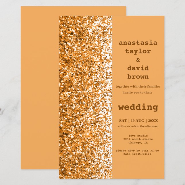Papier Budget Gold Parties scintillant moderne Faire-part (Devant / Derrière)
