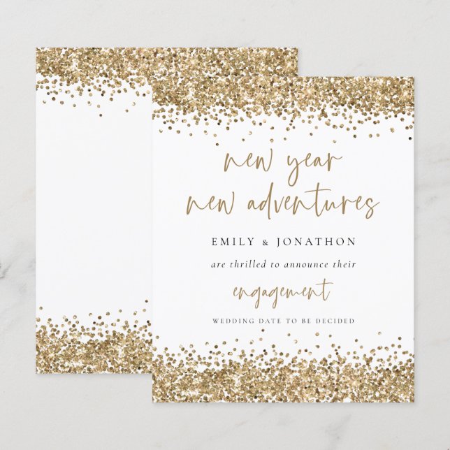 Papier Budget Gold Parties scintillant Nouveau Fiançaille (Devant / Derrière)