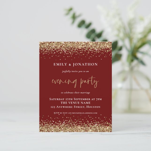Papier BUDGET Gold Parties scintillant QR Mariage soirée  (Debout devant)