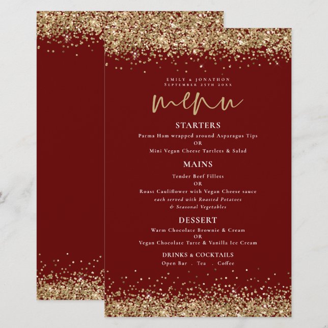 Papier Budget Gold Parties scintillant Script Mariage Bou (Devant / Derrière)
