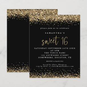 Papier Budget Gold Parties scintillant Sweet 16 Black Bir