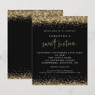 Papier Budget Gold Parties scintillant Sweet sixteen noir