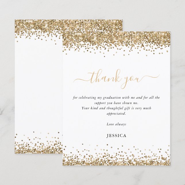 Papier Budget Gold Parties scintillant White 2024 Graduat (Devant / Derrière)
