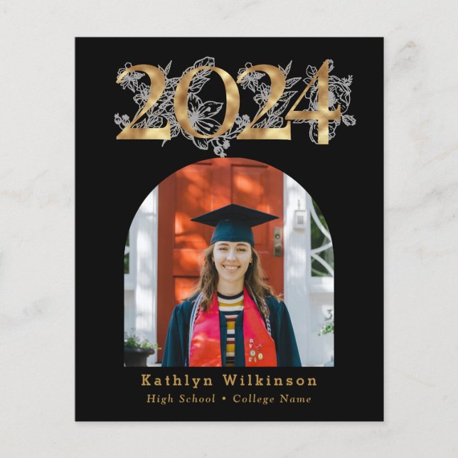 Papier BUDGET Gold Script 5 Photo Graduation Invitation (Devant)