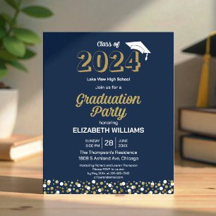 Papier Budget Gold Script Confetti Grad Party Invitation