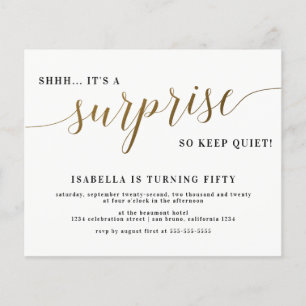 Papier Budget Gold Script Surprise Invitation de fête d'a
