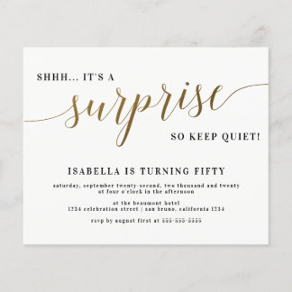 Papier Budget Gold Script Surprise Invitation de fête d'a