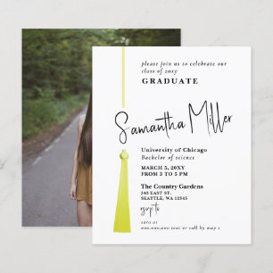 Papier Budget Gold Tassel Photo Graduation Invitation