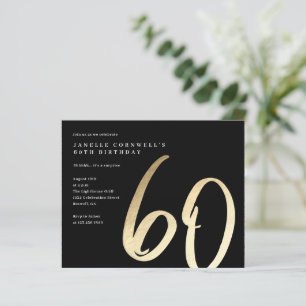 Papier Budget Gold Type 60th Birthday Invitation