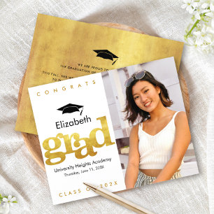 Papier Budget Gold White Photo Casquette Graduation Invit