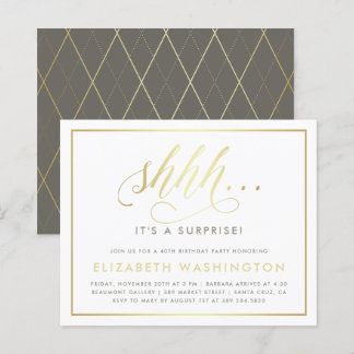 Papier Budget Gold & White Surprise fête d'anniversaire