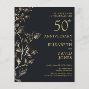 Papier Budget Golden 50e anniversaire Mariage Invitation