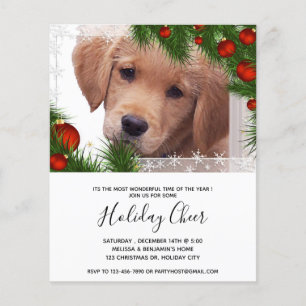 Papier Budget Golden Retriever Dog Christmas Invitation