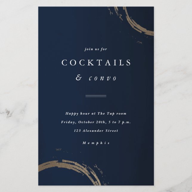 Papier Budget Golden Rings Cocktail Party Invitation (Devant)