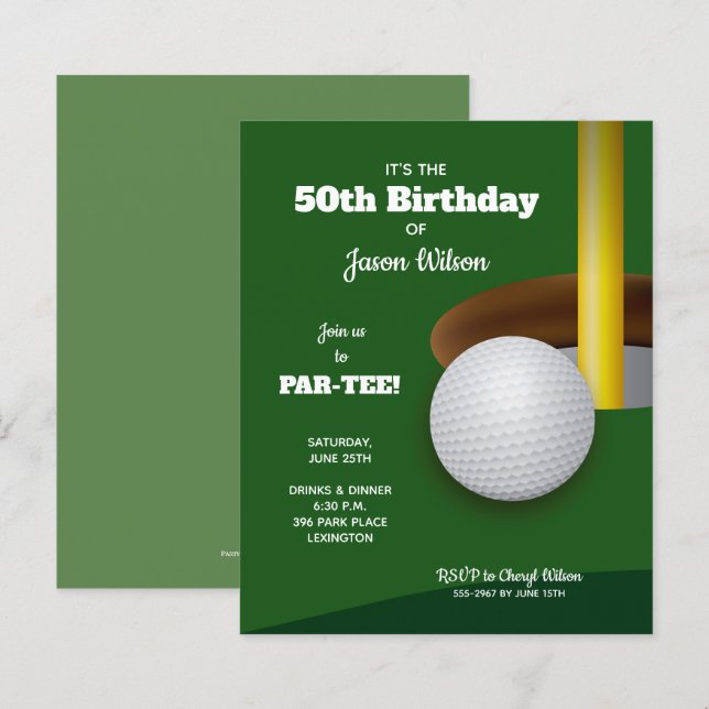 Papier Budget Golf Adulte Anniversaire Fête Invitations (Devant / Derrière)