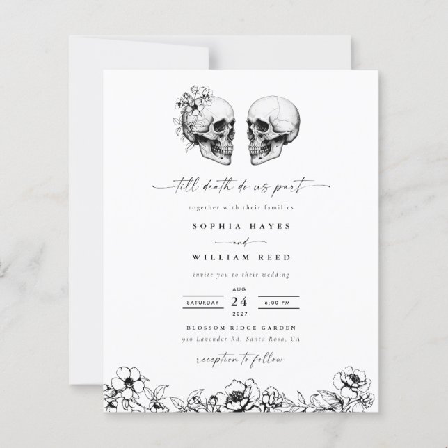 Papier BUDGET Gothique Crâne Hallomariage Mariage rétro (Devant)