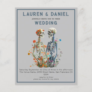 Papier Budget Gothique Floral Squelette QR Code Mariage