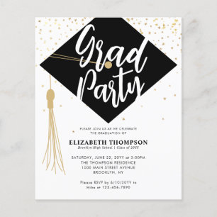 Papier Budget GRAD Casquette Black Gold Graduation Party 