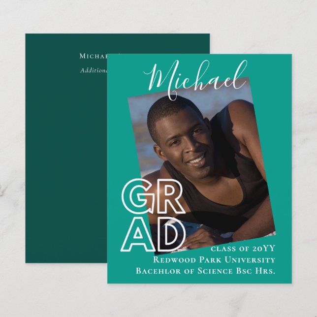 Papier BUDGET Grad PHOTO Faire-part Invitation de Merci (Devant / Derrière)