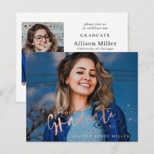 Papier Budget Graduate 2 photos Graduation Invitation