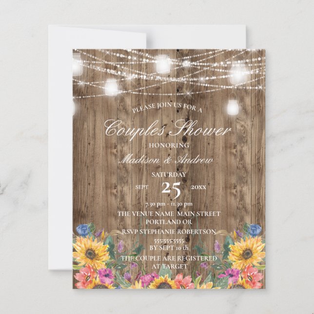 Papier Budget Grange Bois & Tournesol Couples Douche (Devant)