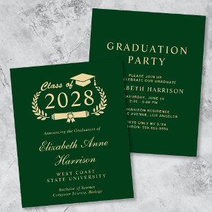 Papier Budget Green College Graduation Party Invitation