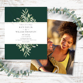 Papier Budget Green Emerald Mariage Photo Invitation