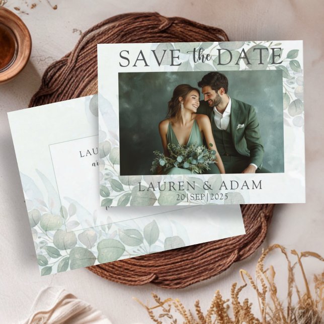 Papier Budget Green Eucalyptus Wedding Save the Date  (Créateur téléchargé)
