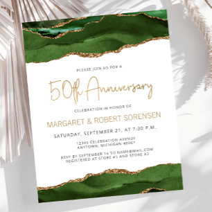 Papier Budget Green Gold Agate 50e Anniversaire Invitatio