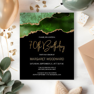 Papier Budget Green Gold Agate 70e anniversaire Invitatio