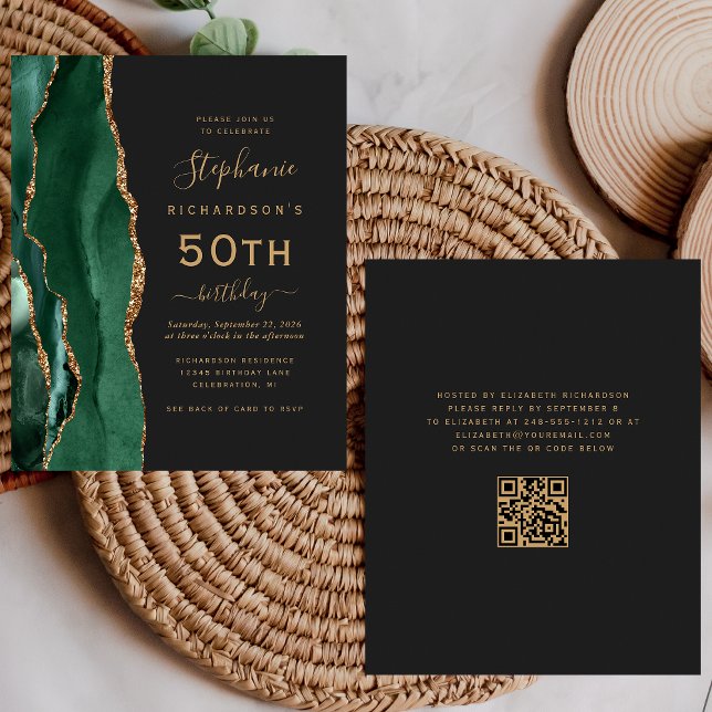 Papier Budget Green Gold Agate Code QR 50e Anniversaire (Créateur téléchargé)
