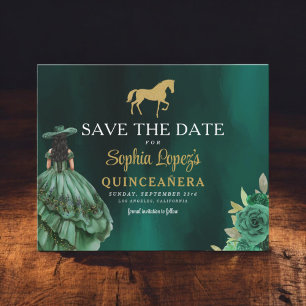 Papier Budget Green Gold Quinceanera Enregistrer la date