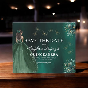 Papier Budget Green Gold Quinceanera Enregistrer la date