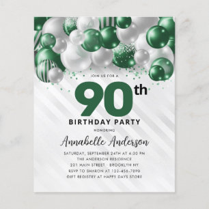 Papier Budget Green Silver Balloon Parties scintillant 90