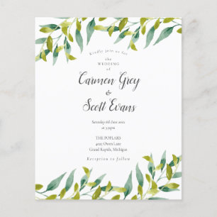 Papier Budget Greenery Chic Script Faire-part de mariage