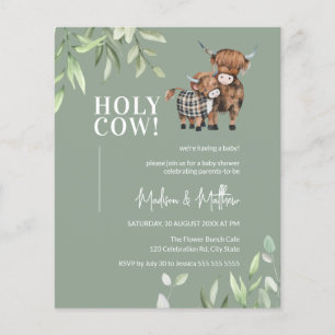 Papier Budget Greenery Highland Baby shower de vache Invi