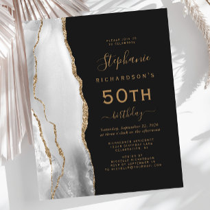 Papier Budget Gris Blanc Or Agate Sombre 50e Anniversaire