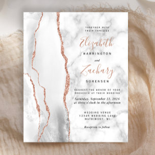Papier Budget Gris Blanc Rose Or Agate Marbre Mariage