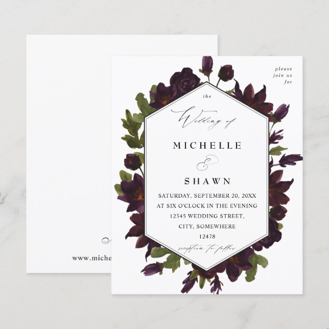 Papier Budget Halloween Mariage floral pourpre - SM (Devant / Derrière)