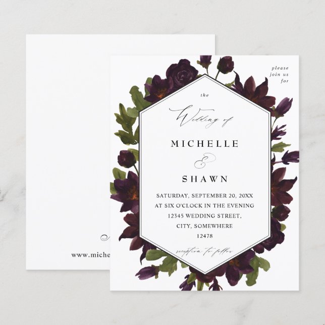 Papier Budget Halloween Mariage floral violet (Devant / Derrière)