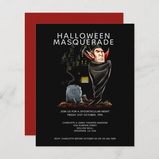 Papier BUDGET Halloween Masquerade Count Dracula Grave (Devant / Derrière)