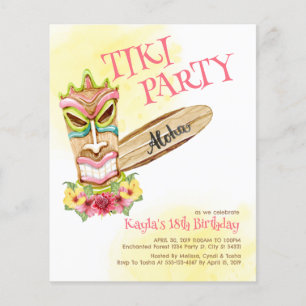Papier Budget Hawaiian Tiki Party Invitations